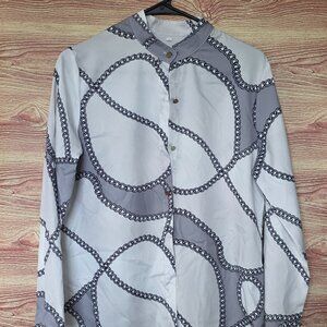 Chain-Print Button Front Blouse – Size M